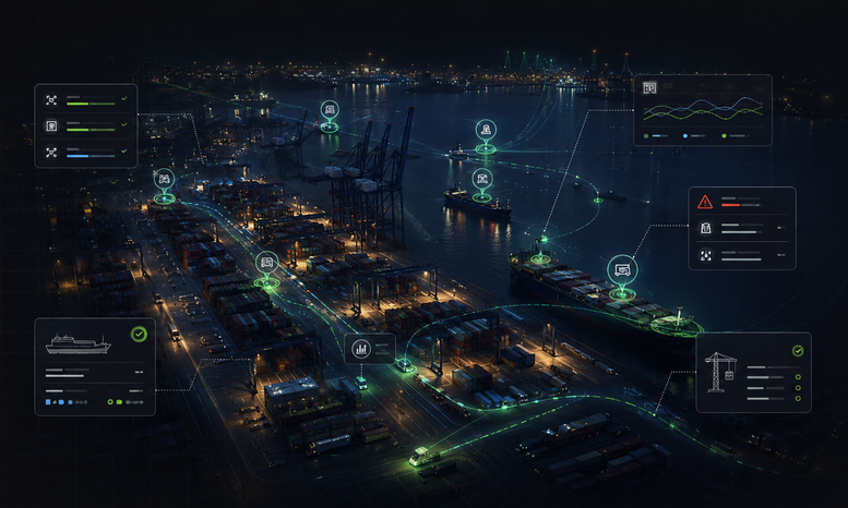Unified operations dashboard — incident queue, asset map, forecast panel